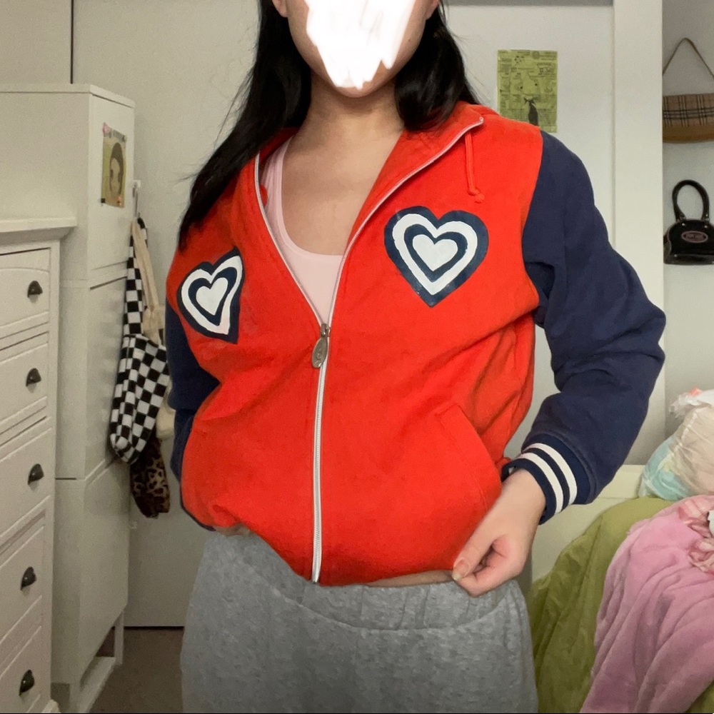 Y2k kidcore hoodie blue and orange